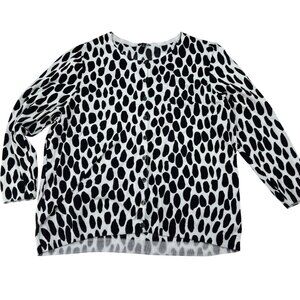 Talbots Womens XL Black & White Animal Print Cardigan Sweater